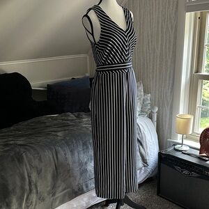 Banana Republic Deep Navy and White Striped Jumpsuit